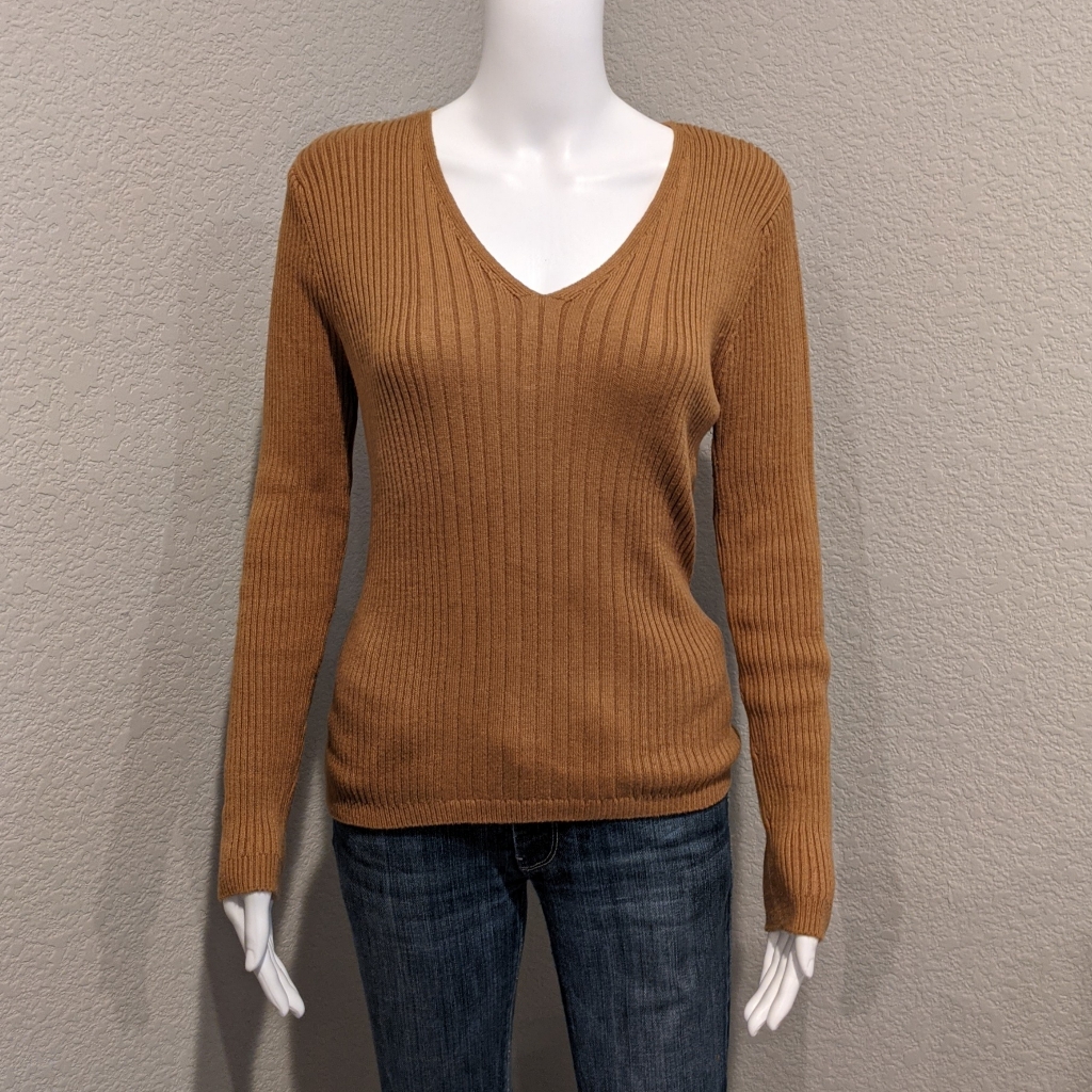 United States Sweater Brand Ribbed V Neck Sweater